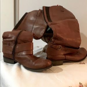 Call it Spring tall boots in tan colour